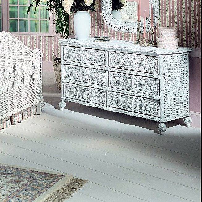 Classic White Bedroom Six Drawer Dresser Model CL6D-W By Yesteryear Wicker