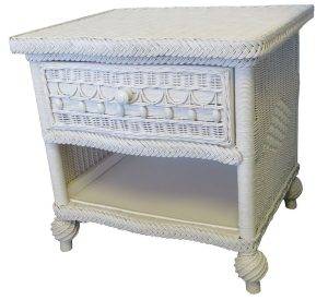 Classic White Bedroom 1 Drw Nightstand Model CLNS-W By Yesteryear Wicker