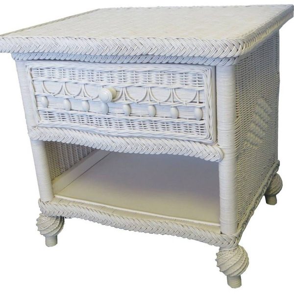 Classic White Bedroom 1 Drw Nightstand Model CLNS-W By Yesteryear Wicker