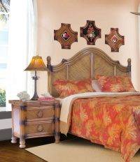 Coral Cove Rattan 2 Pc Bedroom Set with Queen Headboard and Nightstand Model CC-2PCSET By Spice Island Wicker