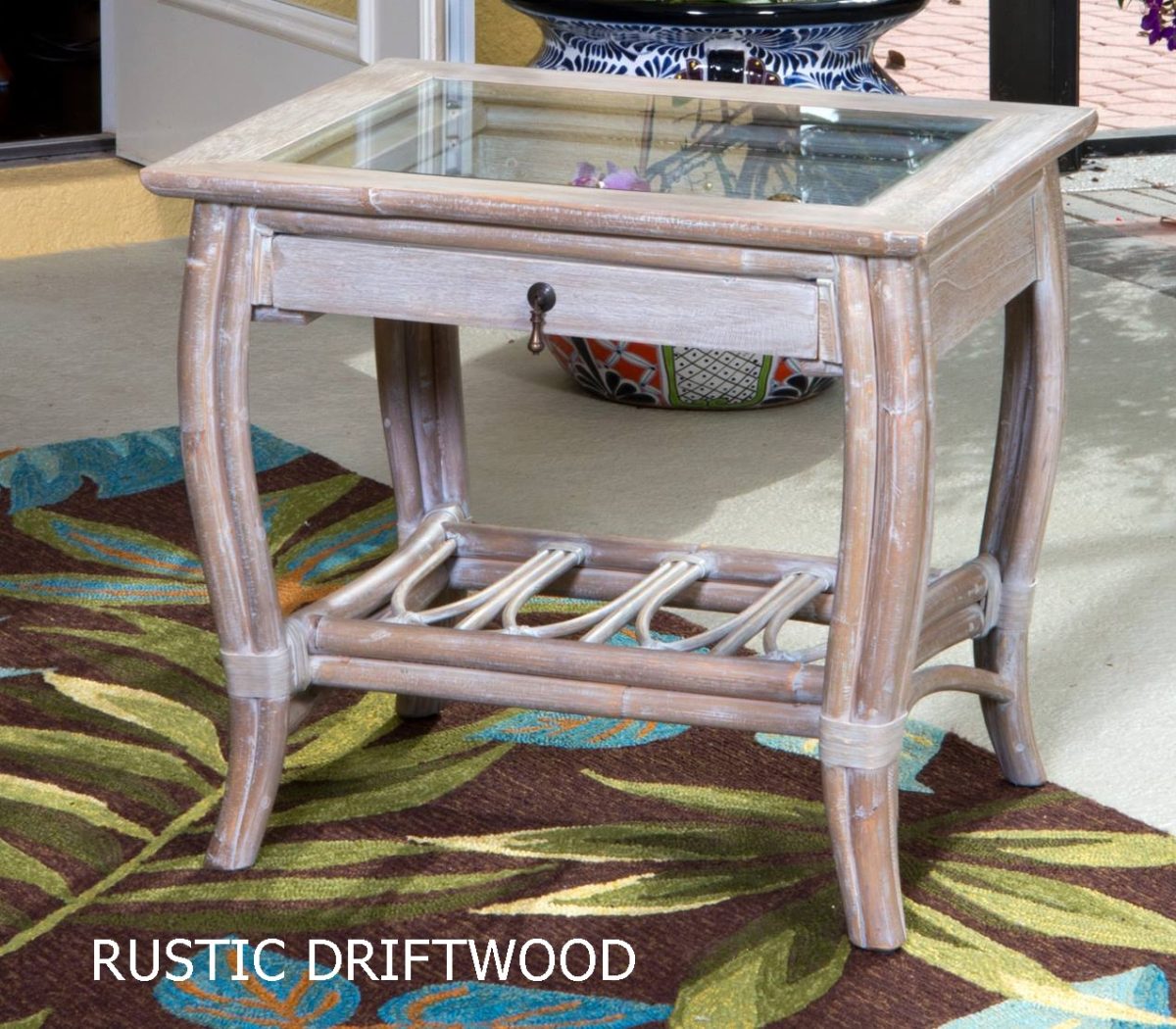 Cuba End Table in Rustic Driftwood