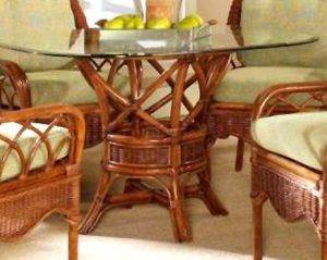 Eastwind Rattan Dining Table with 45 Inch Square-Round Glass Top from Classic Rattan Model 1956GL47