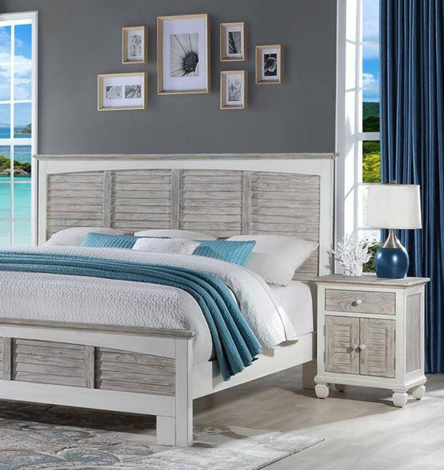 Islamorada Coastal Style 2 Pc Bedroom Set includes Queen Headboard and Nightstand