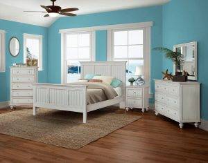 Monaco Distressed White Stain 4 Pc Bedroom Set