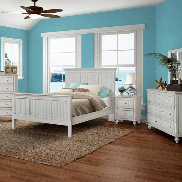 Monaco Distressed White Stain 4 Pc Bedroom Set