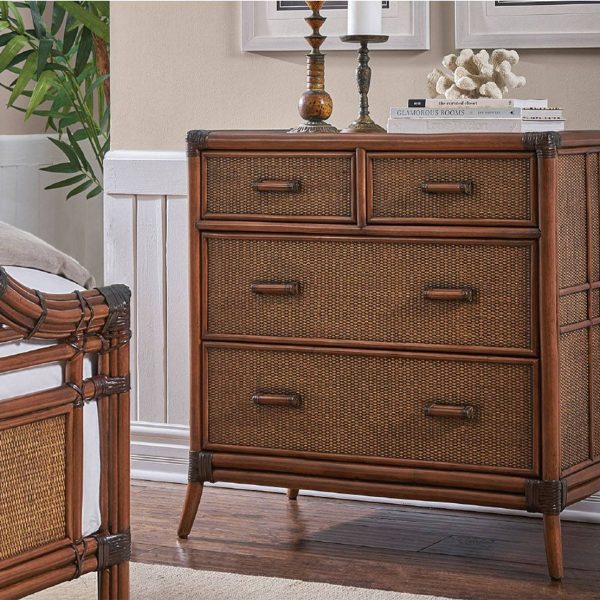 Palm Cove Rattan Wicker 4 Drawer Split Chest