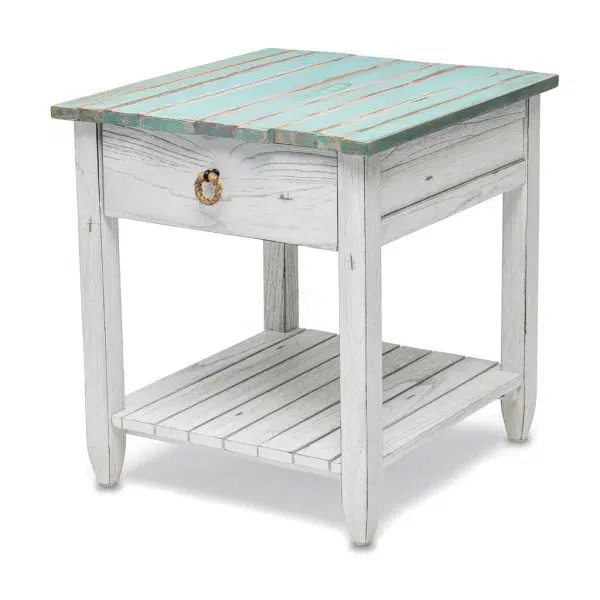 PICKET FENCE BLUE END TABLE