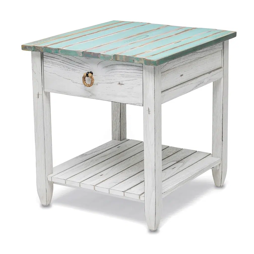 PICKET FENCE BLUE END TABLE