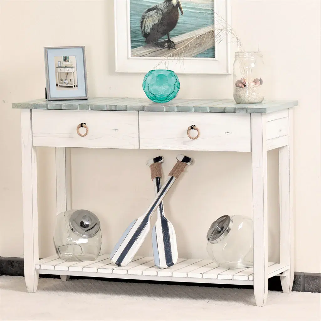 PICKET FENCE BLUE CONSOLE TABLE