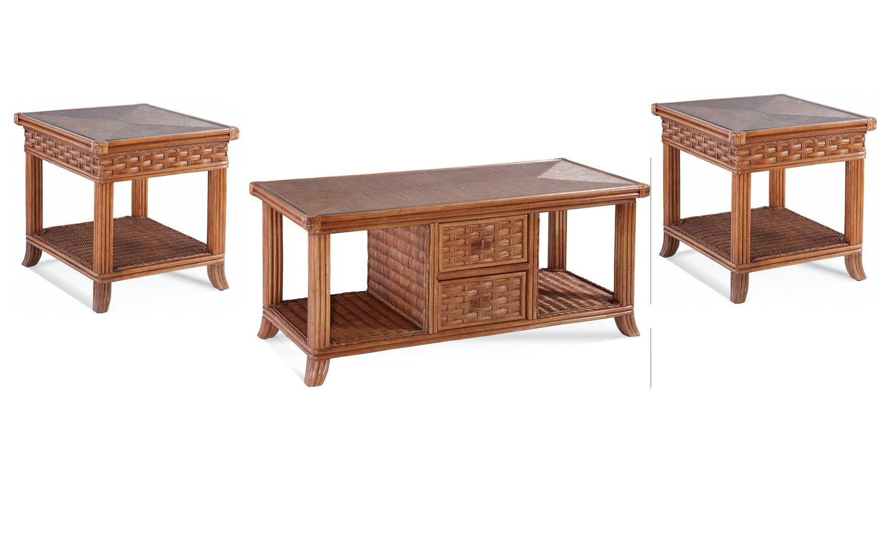 Somerset Rattan 3 Pc Set with Coffee Table and 2 End Tables Model 953-071-072 by Braxton Culler