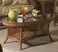Summer Nites Wicker Coffee Table with Glass Top from Classic Rattan Model 9744G