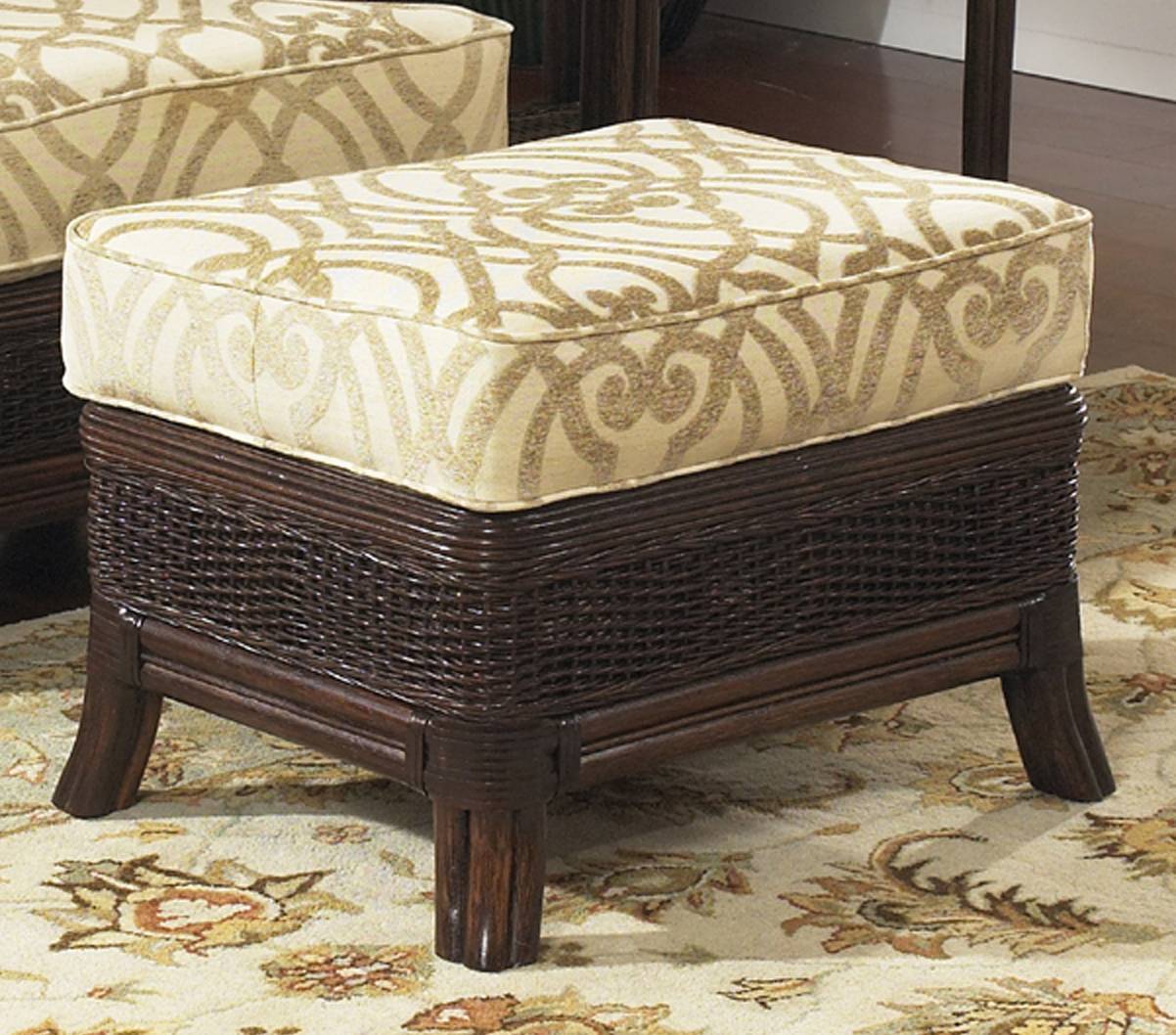 Handmade Breeze Stool Ottoman Pouf Rattan Wicker Flower Stand, Cream