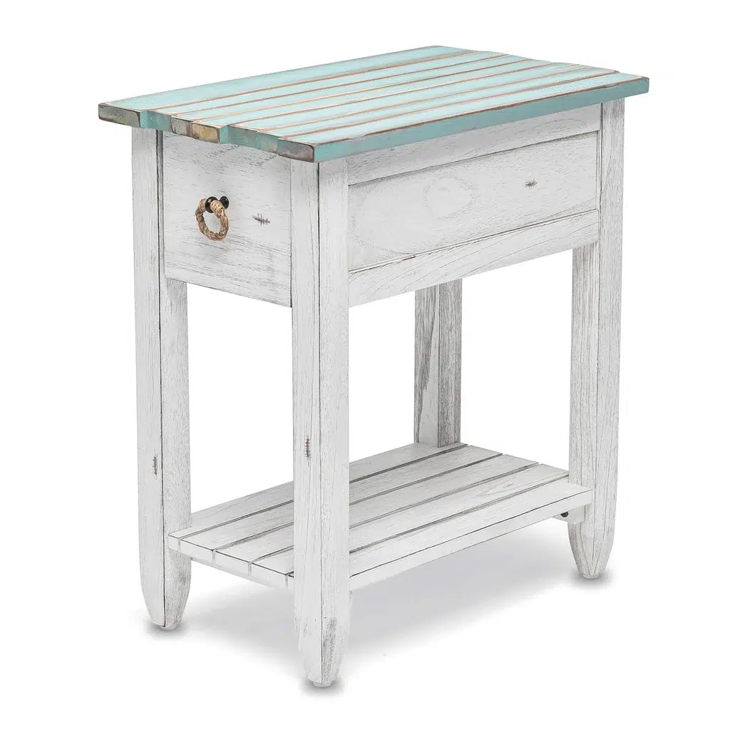 picket fence blue chairside table