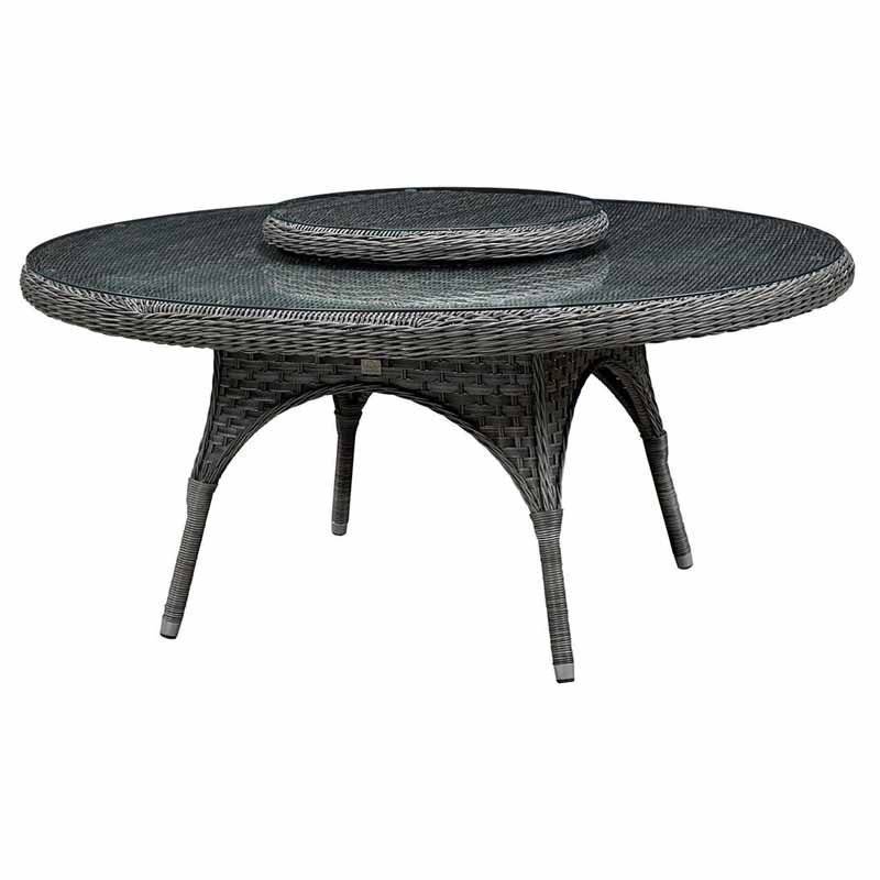 round glass patio table with lazy susan