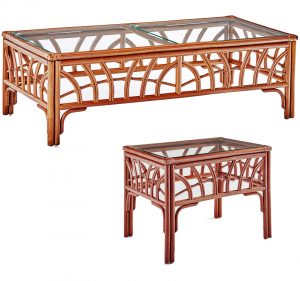 New Kauai Rattan Coffee Table and End Table 2 Pc Set Model 1644-1643