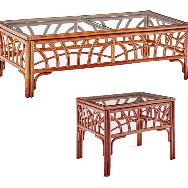 New Kauai Rattan Coffee Table and End Table 2 Pc Set Model 1644-1643