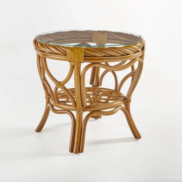 New Twist Round End Table w/Glass Model 3343ET from South Sea Rattan