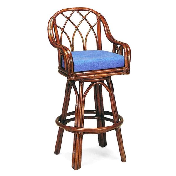 Edgewater Rattan Swivel Bar Stool Model 914-003 Made in the USA by Braxton Culler