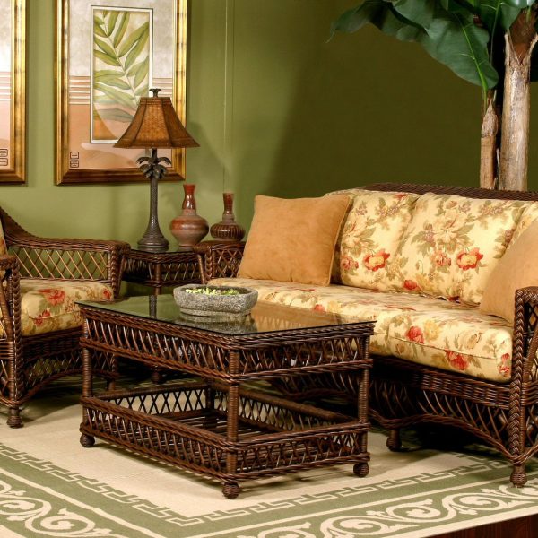 Bar Harbor Brownwash Rattan 6 Pc Set Model BH-SUNRM-BW from Spice Island Wicker