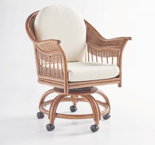 Bermuda Pecan Dining Swivel-Tilt Caster Chair by South Sea Rattan Model 1423
