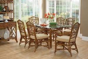 Chippendale Rattan Wicker 8 Pc Rectangle Dining Set with 78 Inch Table Model 970-RECTSET by Braxton Culler