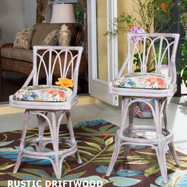 Cuba Rustic Driftwood Armless Swivel Barstool