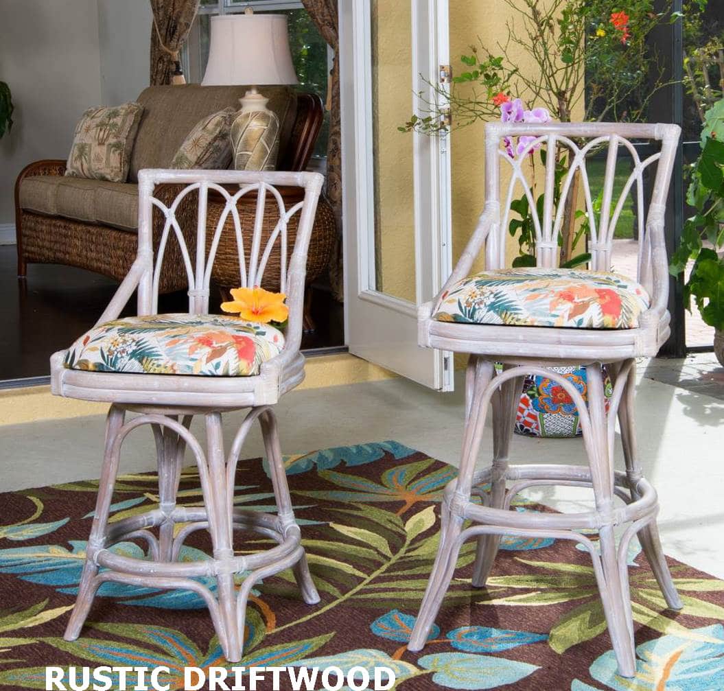 Cuba Rustic Driftwood Armless Swivel Barstool