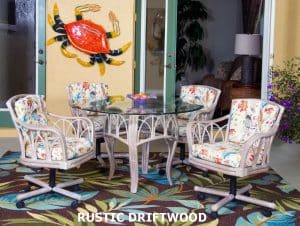 cuba swivel caster dining set in Rustic Driftwood