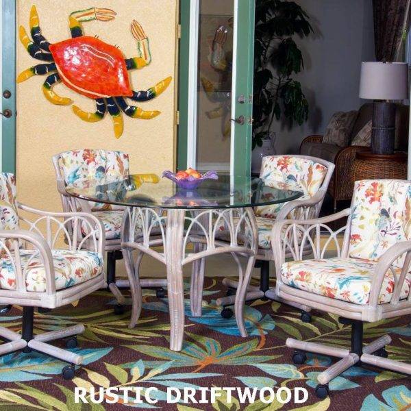 cuba swivel caster dining set in Rustic Driftwood