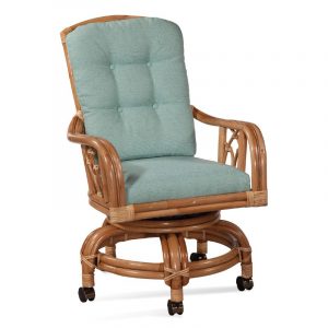 Edgewater Rattan Swivel Rock Dining Chair with Casters 914-106 Made in the USA by Braxton Culler