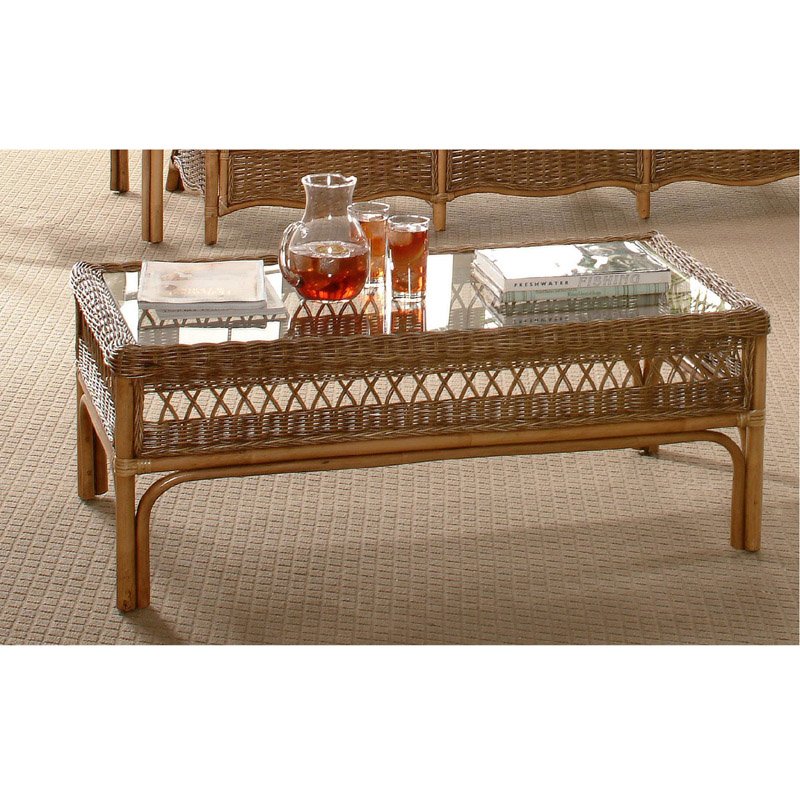 Everglade Rattan Coffee Table Model 907-072 Made in the USA by Braxton Culler