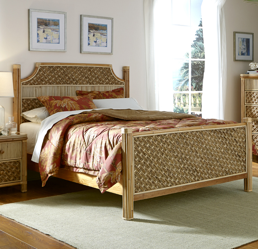 Gold Rattan Bed, Cottage style