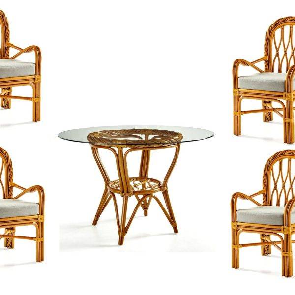 New Twist Round Dining Set with 4 Arm Chairs