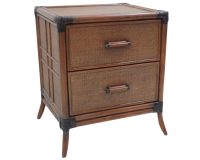 Palm Cove Rattan and Wicker 2-Drw Nightstand w/Glass Top by Hospitality Rattan 1102-5656-ATQ-GL