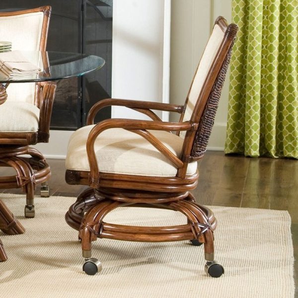 Raffles 6 Pc Swivel-Tilt Rock Caster Dining Chair from Classic Rattan