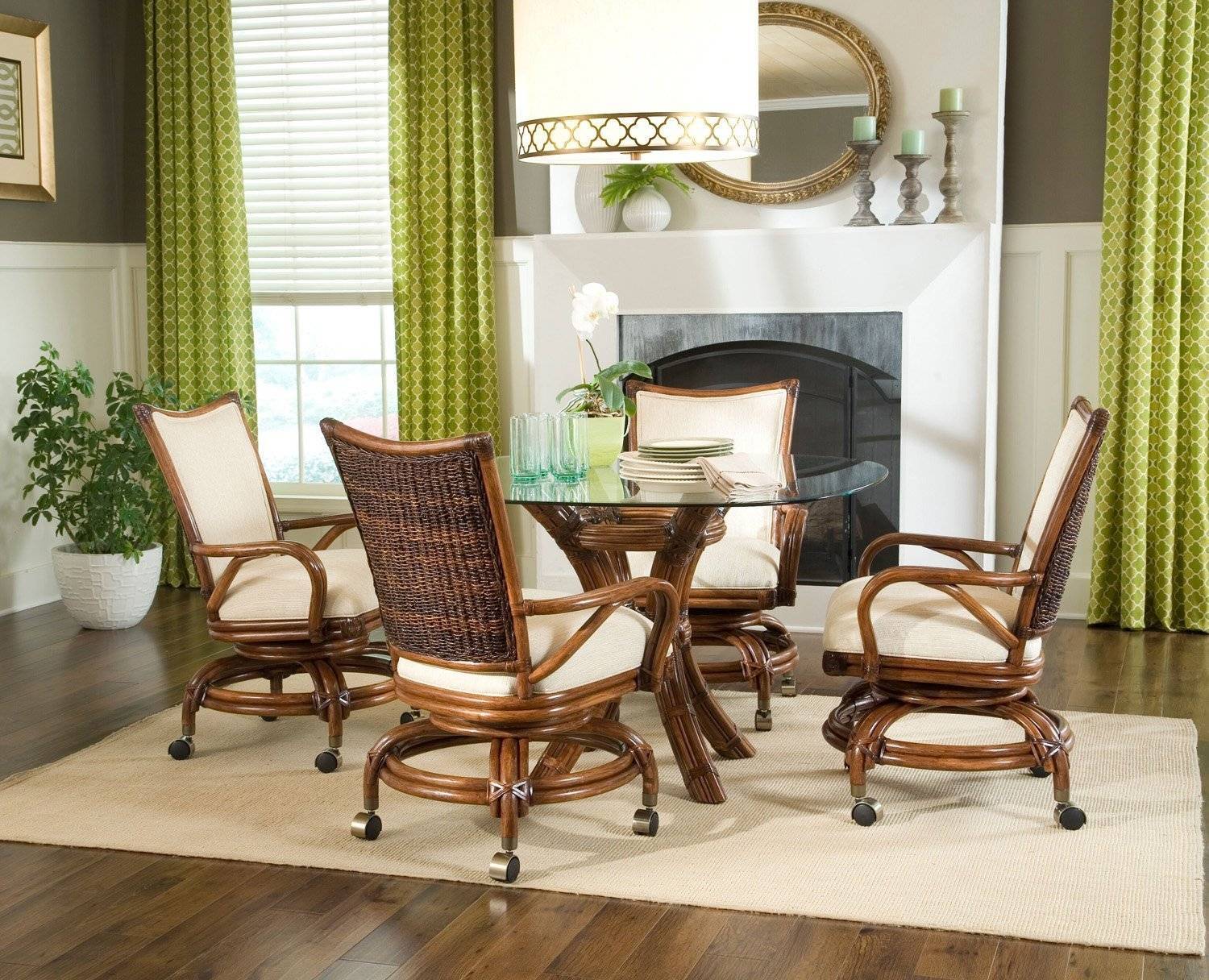 Raffles 6 Pc Swivel-Tilt Rock Caster Dining Set from Classic Rattan