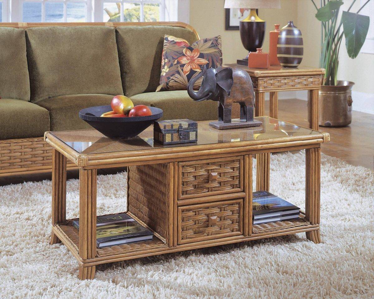 Somerset Rattan Coffee Table Model 953-072 by Braxton Culler