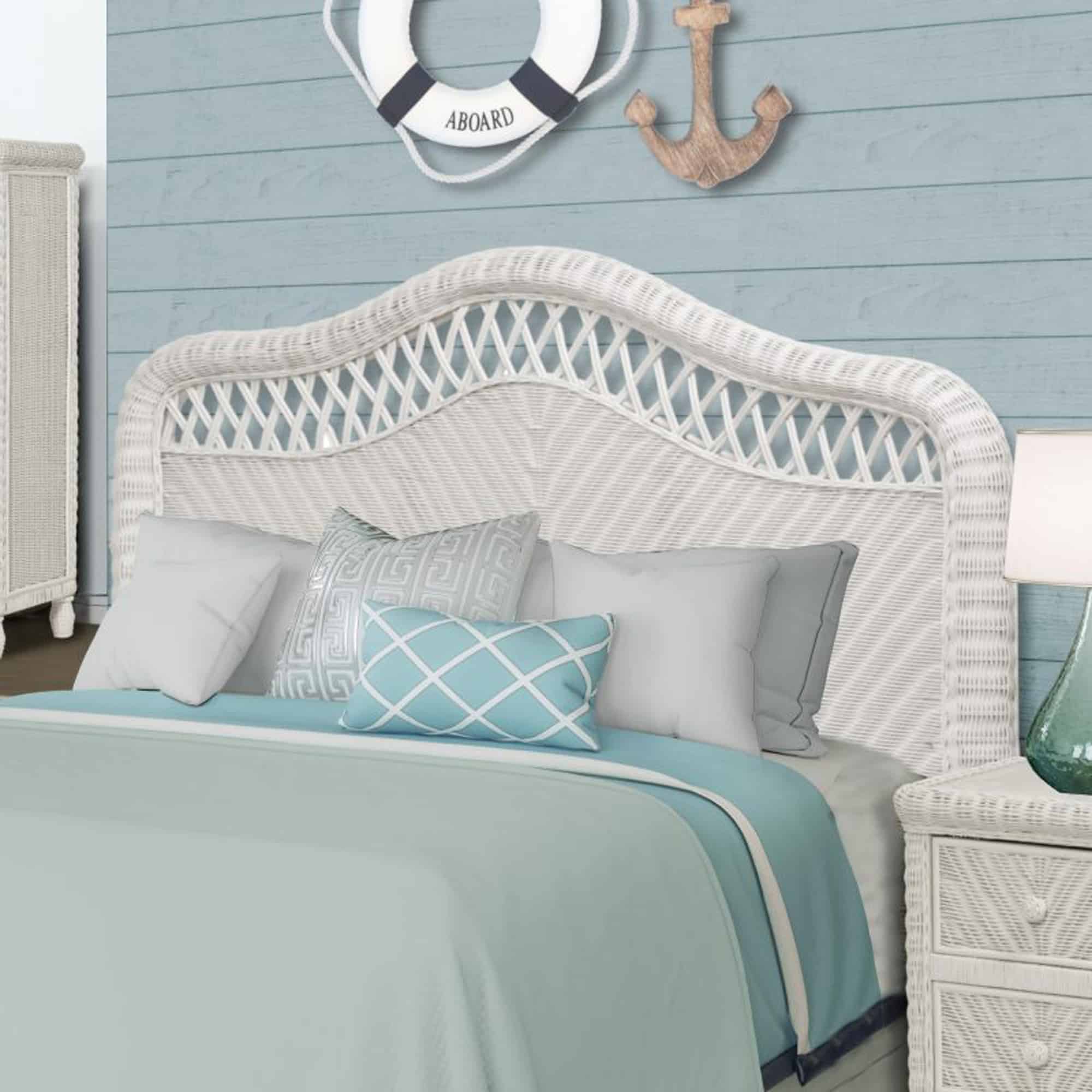 White wicker headboard deals king