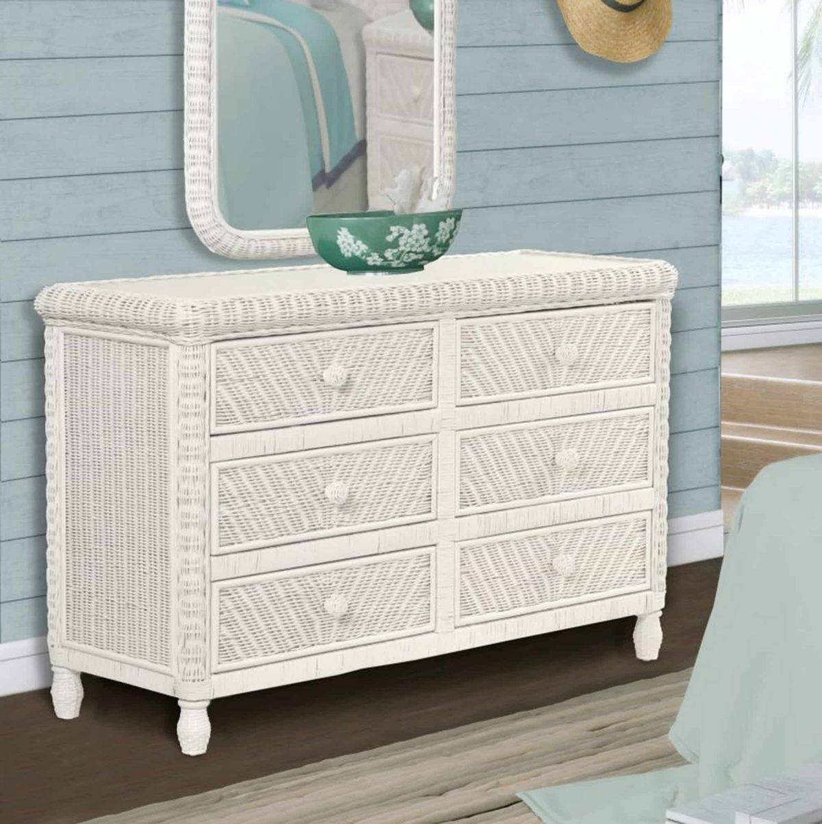 white wicker dresser