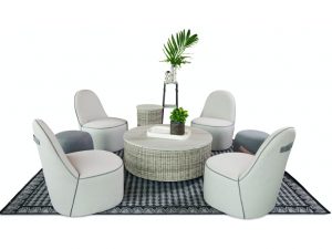 Olivia 5 Pc Outdoor Chat Set with Paradise Bay Table by Braxton Culler Model 405-SET
