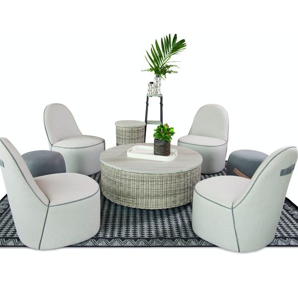 Olivia 5 Pc Outdoor Chat Set with Paradise Bay Table by Braxton Culler Model 405-SET