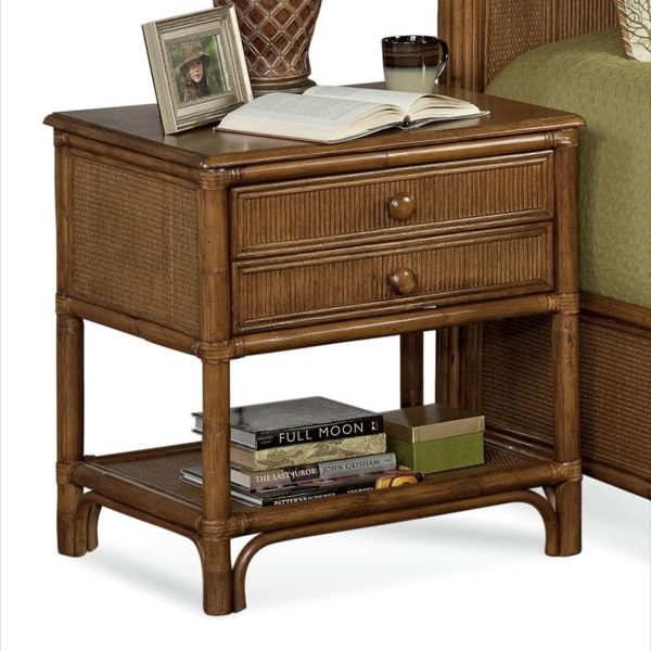 Summer Retreat Wicker and Rattan 2 Drawer Bedroom Nightstand Model 818-144 by Braxton Culler