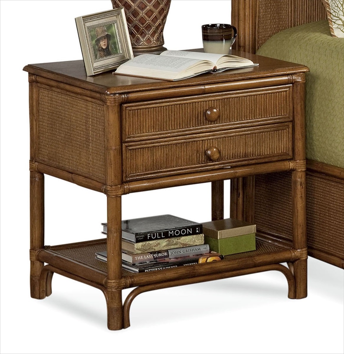 Summer Retreat Wicker and Rattan 2 Drawer Bedroom Nightstand Model 818-144 by Braxton Culler