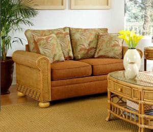 Aruba Rattan and Wicker Loveseat by Stanley Chair Model 629