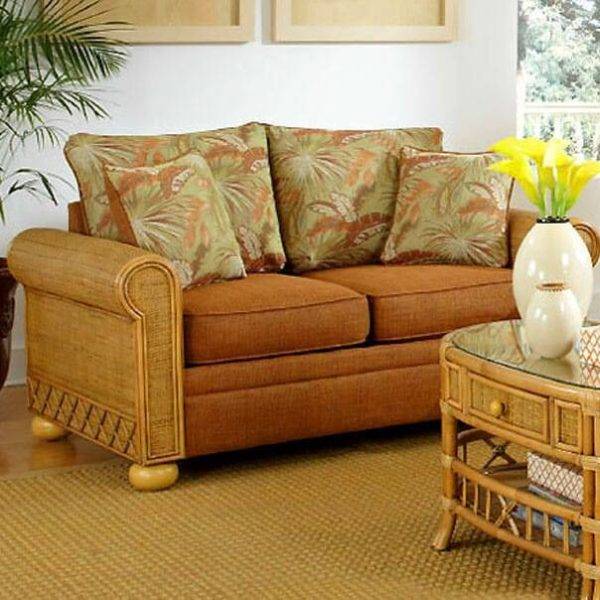 Aruba Rattan and Wicker Sofa by Stanley Chair Model 229