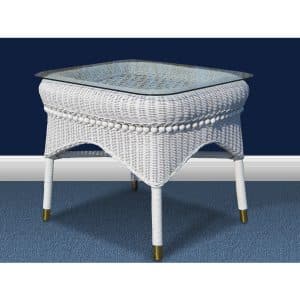country white end table by spice islands wicker