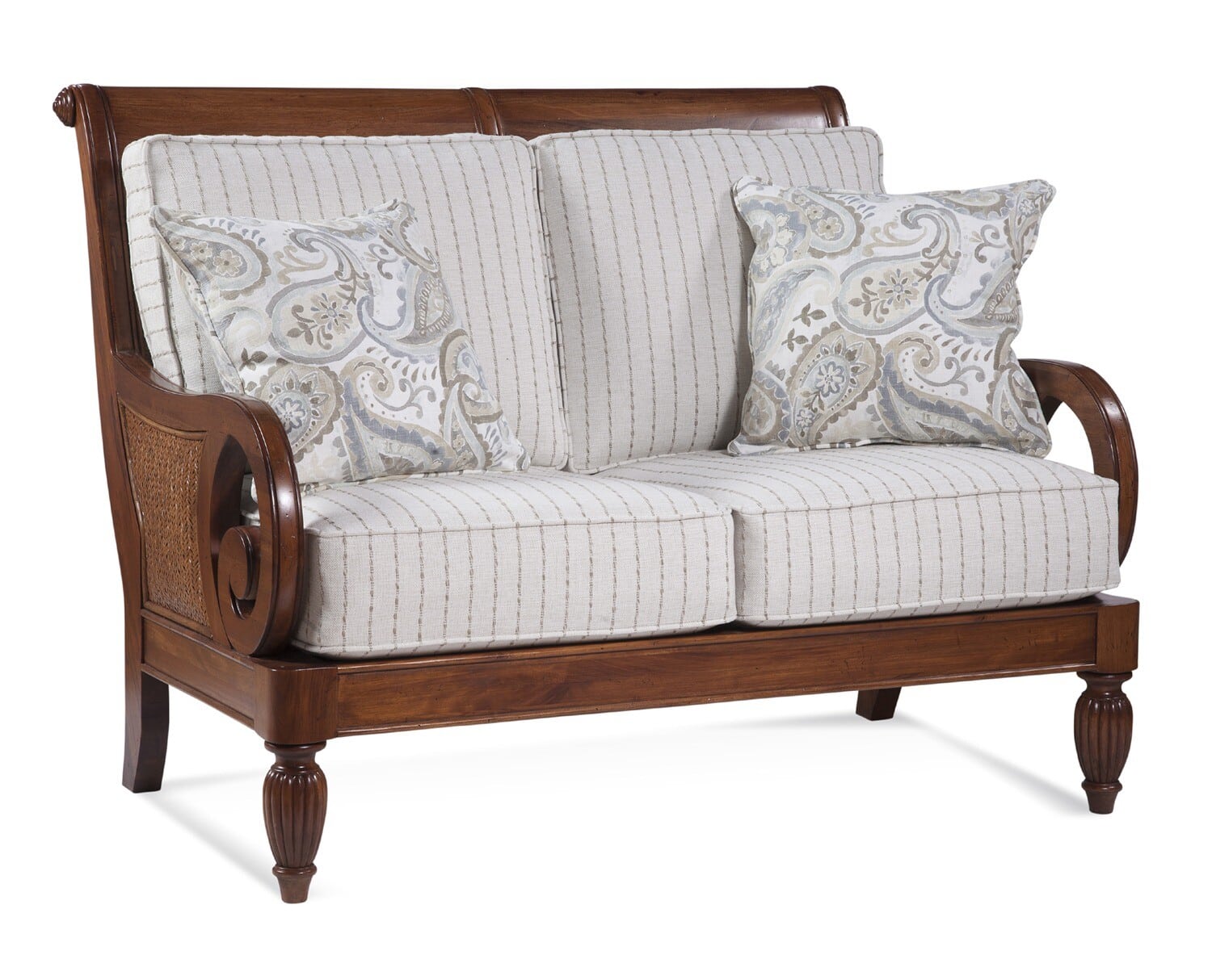 Grand View Solid Wood and Wicker Loveseat Model 934-019 by Braxton Culler