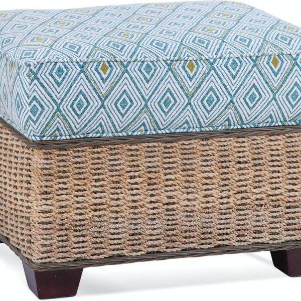 Monterey Handwoven Rattan and Wicker Ottoman Model 2060-009 Made in the USA by Braxton Culler