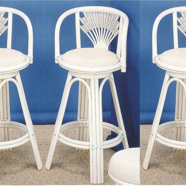 3 white barstools in showroom