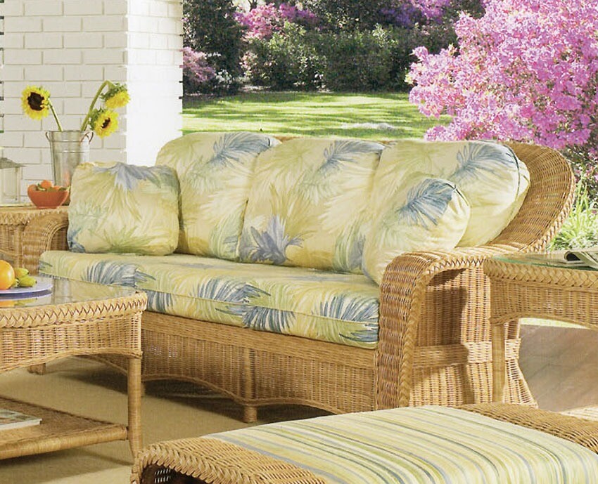 Matlacha Rattan Sofa from Classic Rattan Model 9509 Choice of Cushions Made in the USA